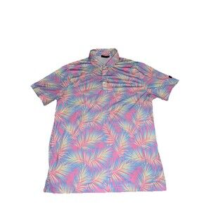 Sunday Swagger Polo Shirt Mens Large Golf Performance Stretch Palm Leaf